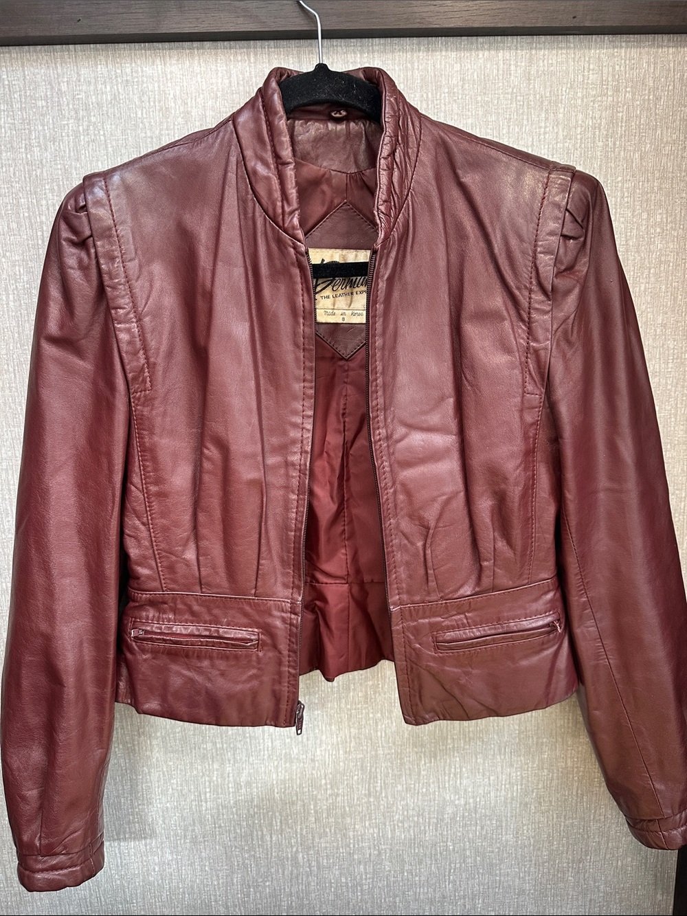 VTG Maroon Leather Women's Jacket - Premium made in Korea